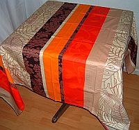 Provence Tischdecke Feuilles rayure orange-ecru